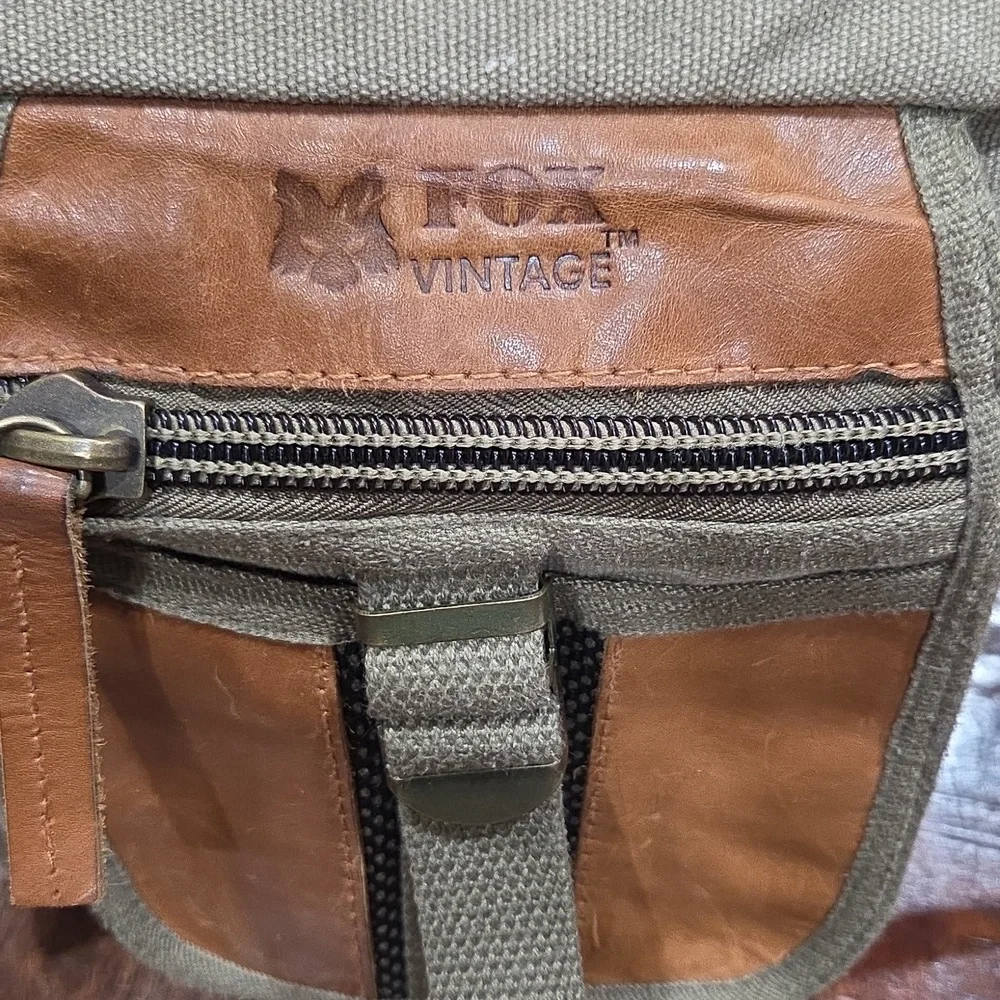 Vintage Fox Brown and Tan Men's Messenger Bag